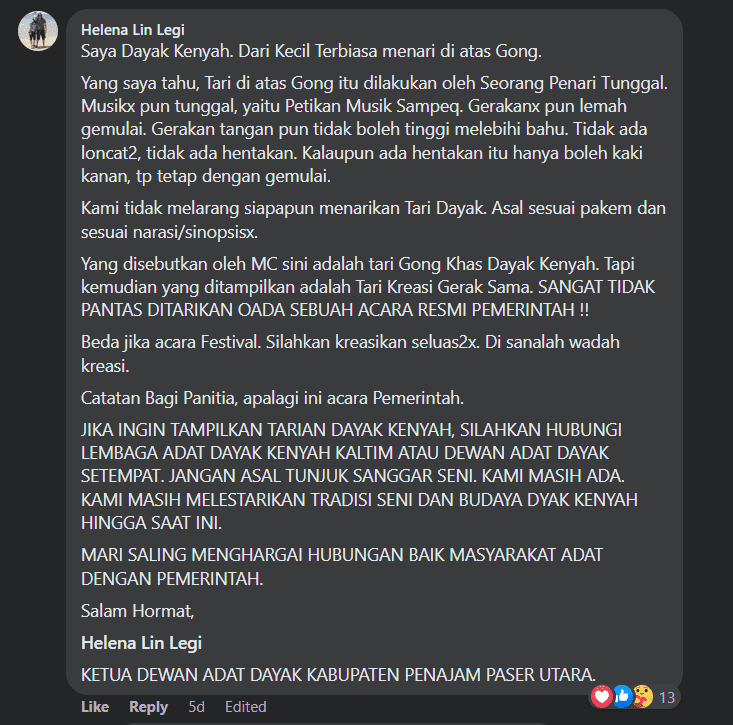 Langsung Tak Sama! Netizen Kecam Persembahan Kononnya Tarian Dayak Kenyah