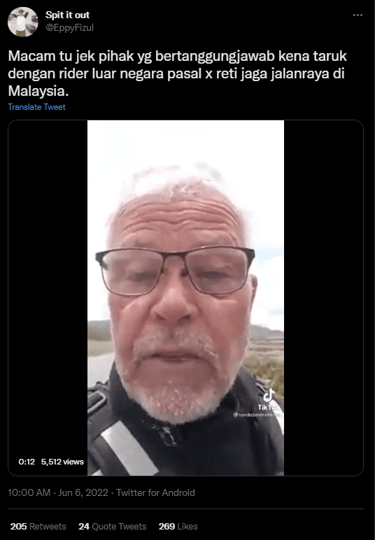 Rider Luar Negara 'Sound' Kerajaan Malaysia Supaya Baiki Jalan Raya