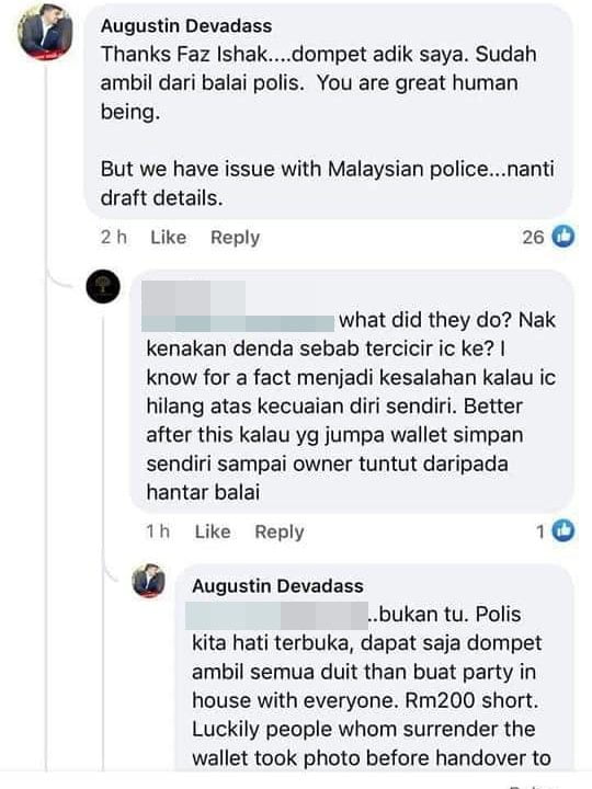 Lelaki Ini Kecewa Duit Hilang Dalam Dompet Lepas Tuntut Dari Balai, Dakwa Dicopet Polis