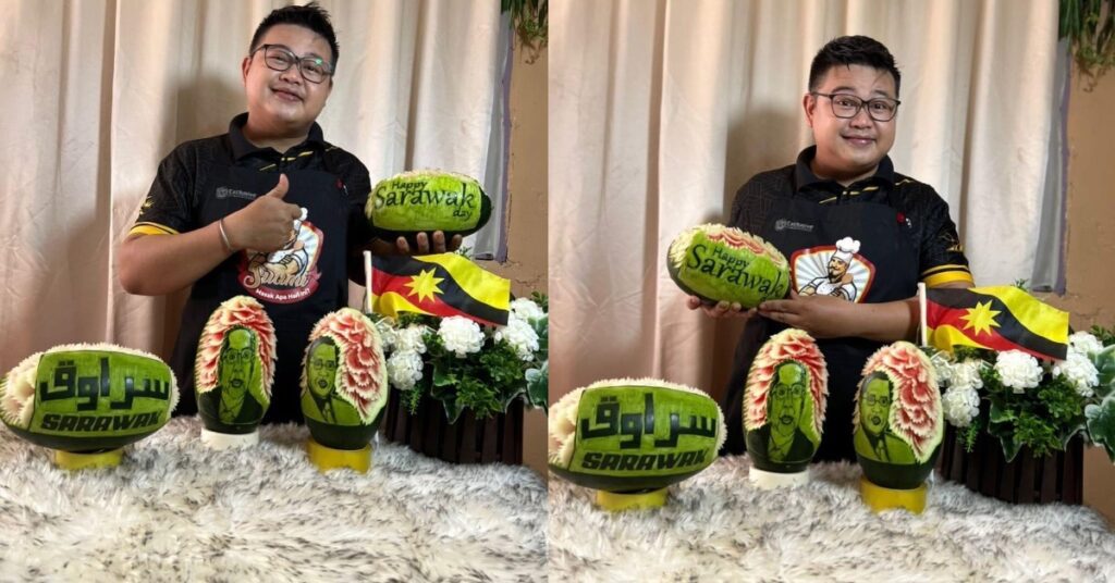 Berbekal Panduan Di Youtube, Chef Di Bintulu Ini Hasilkan Ukiran Realistik Di Atas Tembikai