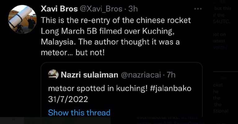 Penampakan 'Meteor' Dan Bunyi Dentuman Kuat Di Sarawak Cetus Tanda Tanya Netizen