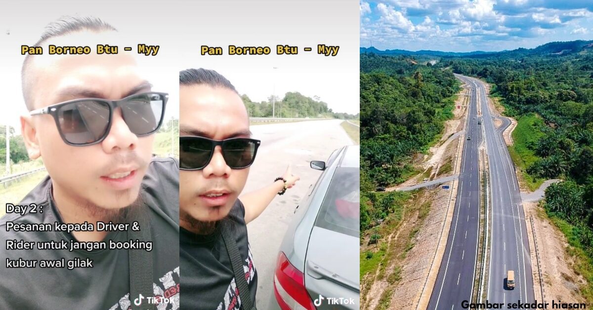 Lelaki Ini 'Sound' Pemandu Bawa Perlahan Di Lorong Kanan Jalan Pan Borneo