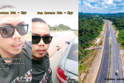 Lelaki Ini 'Sound' Pemandu Bawa Perlahan Di Lorong Kanan Jalan Pan Borneo