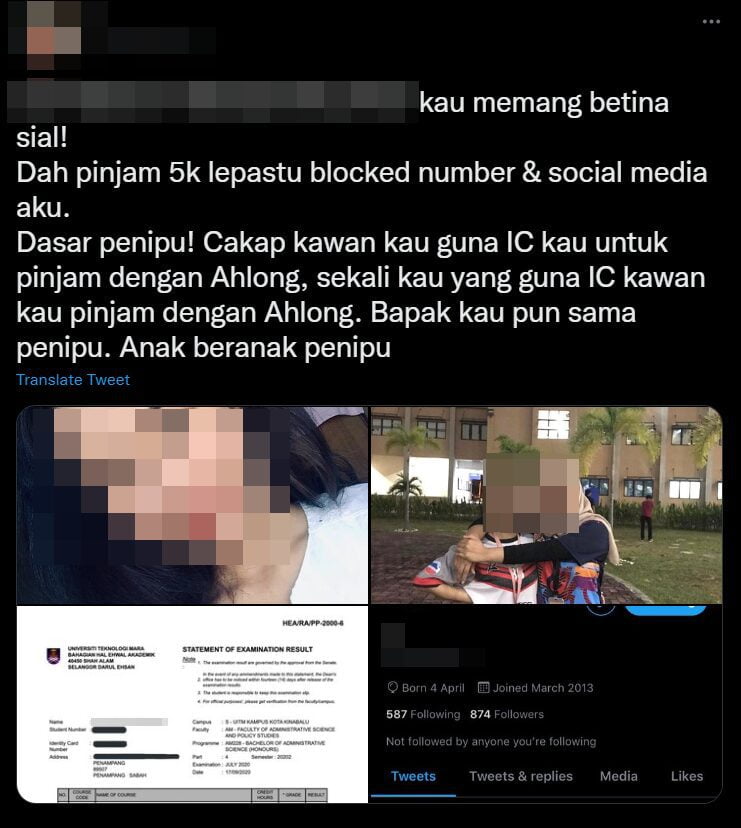 Acah Terdesak Sebab Ah Long, Gadis Sabah Ini 'Scam' Orang Ramai Untuk Pinjam Wang Beribu