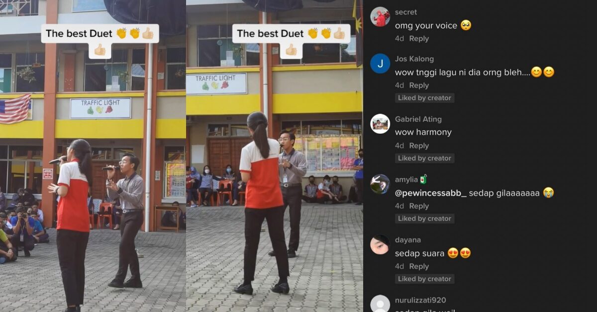 Sehebat Penyanyi Asal, Pelajar Duet Merdu Di Sekolah Bintulu Ini Dipuji Netizen