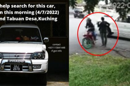 Mencuri Di Siang Hari, Dua Lelaki Berjaya Dirakam Larikan Kereta Toyota Prado Di Kuching