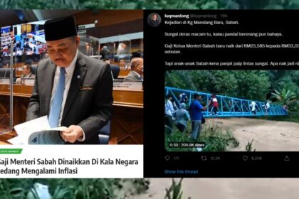 [VIDEO] Tular Pelajar Sekolah Di Sabah Terpaksa Panjat Paip Lintas Sungai Deras