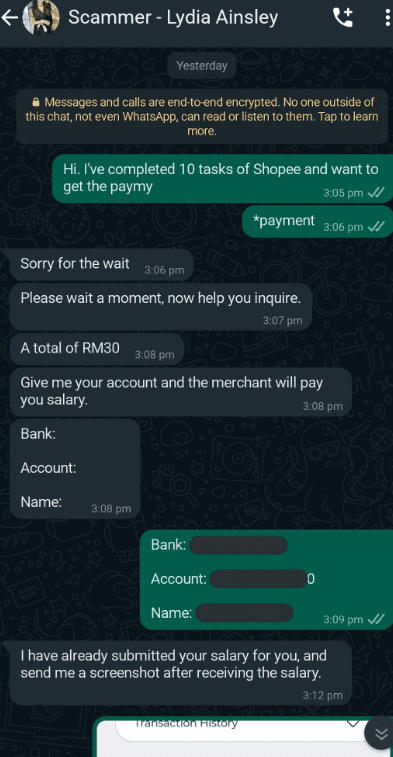 Kenali Ciri-Ciri Scammer Yang Tawar Kerja Sambilan Melalui Whatsapp Dan SMS