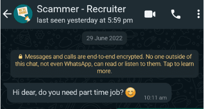 Kenali Ciri-Ciri Scammer Yang Tawar Kerja Sambilan Melalui Whatsapp Dan SMS