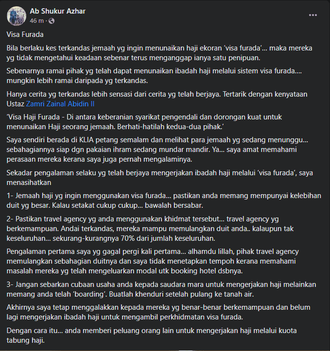 Apa Itu Visa Furada, Visa Haji Persendirian Yang Berisiko Tinggi
