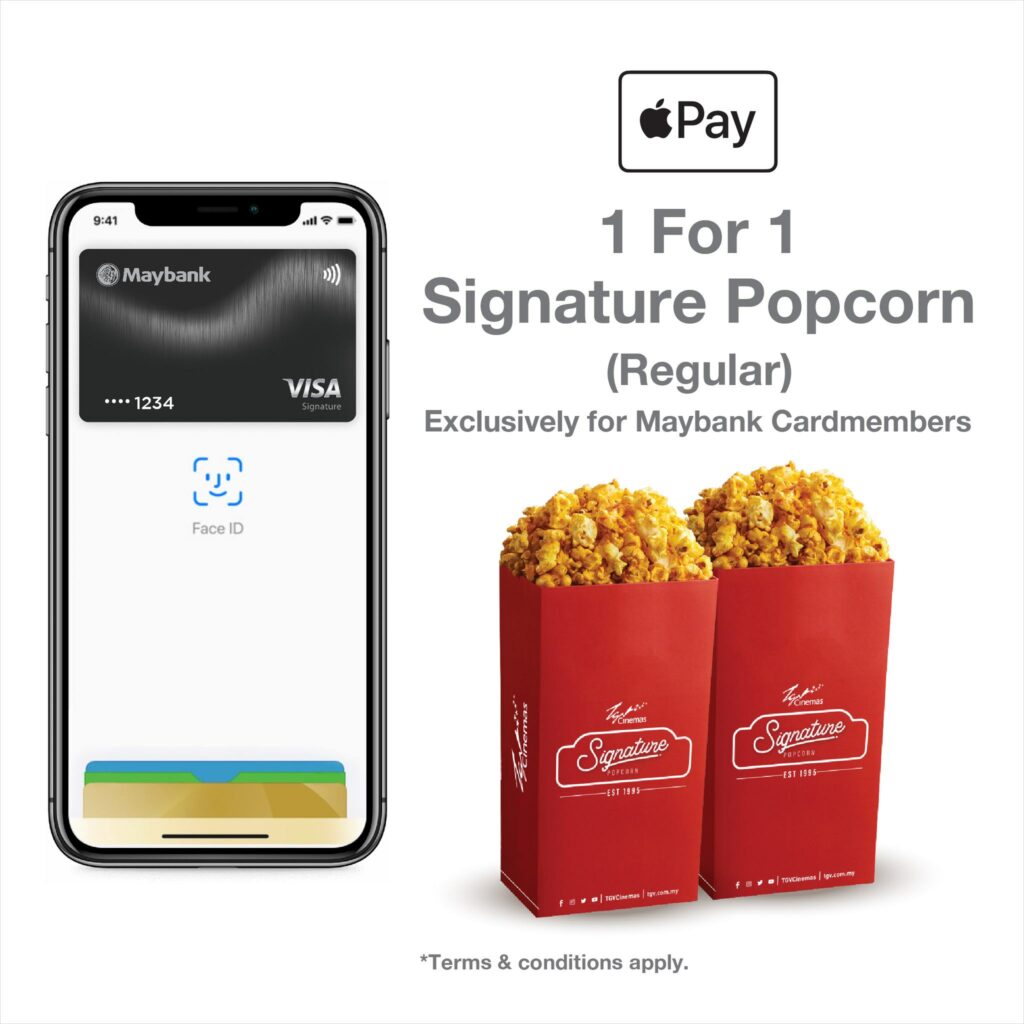 TGV Tambah 1 Kotak Popcorn Percuma Jika Anda Beli Guna Apple Pay Maybank