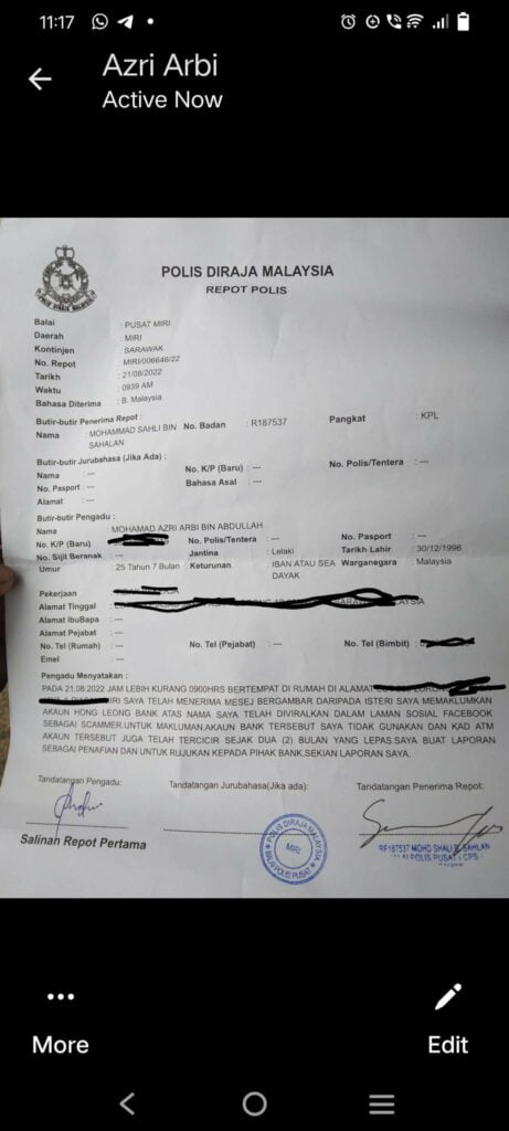 Duit Dalam Bank Wanita Ini Lesap Dalam 2 Saat, Lelaki Dari Miri Ini Pula Jadi Mangsa Tuduhan Scammer