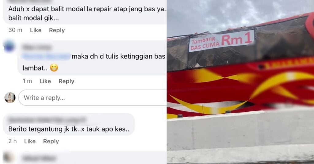 Bumbung Bas Remuk Gara-Gara Tersekat Di Jejambat Bulatan Kipali, Respon Netizen Ini Mencuit Hati