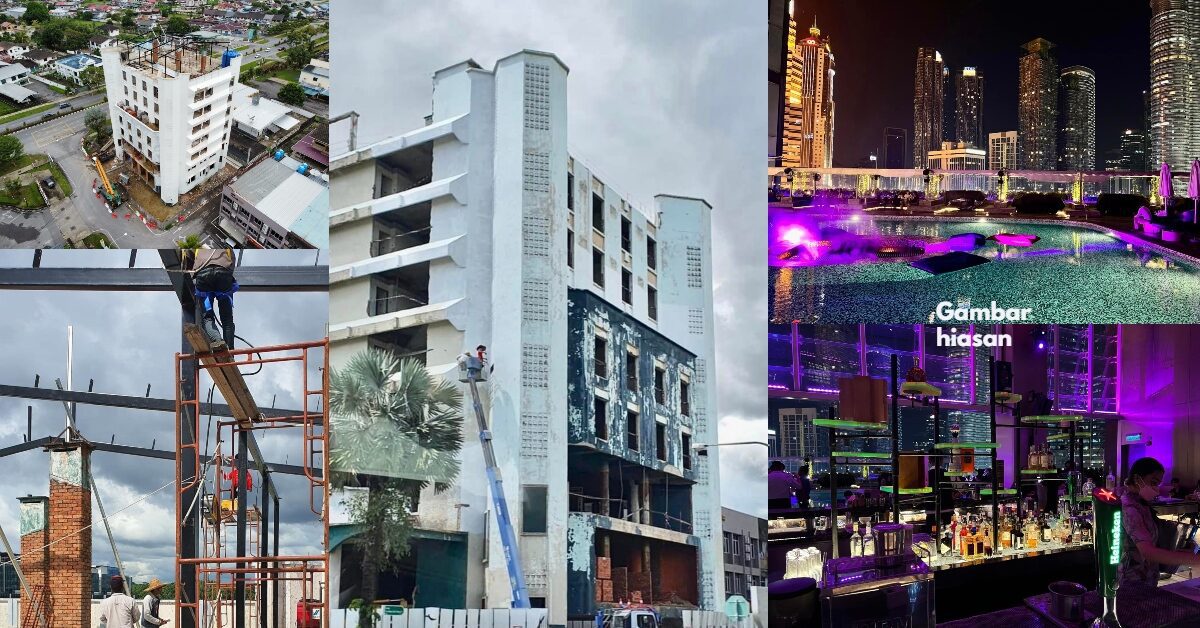 Bakal Menjadi Sky Bar Pertama Di Kuching, Hotel Impiana Yang Terbengkalai Kini Diubah Suai