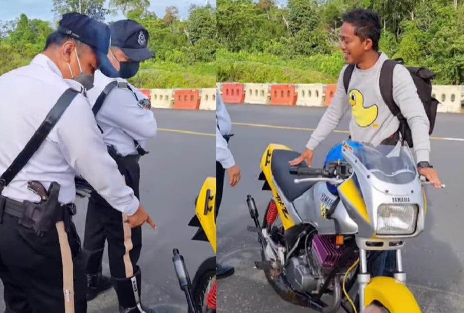 Gelagat Penunggang RXZ Miri Bike Week Disambut Polis Buat Netizen Terhibur