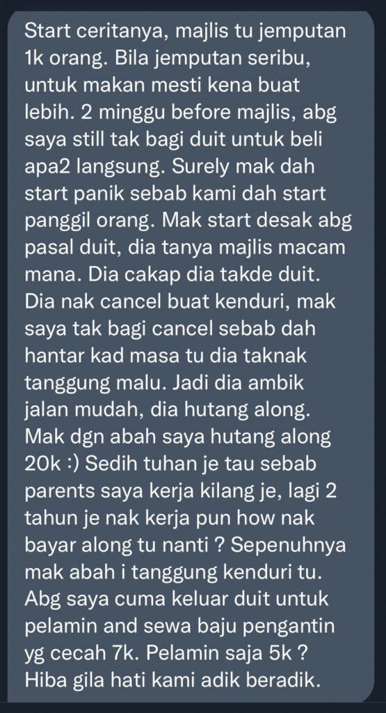 Ibu Terpaksa Pinjam Ah Long RM 20K Bayar Majlis Nikah, Anak Siap Honeymoon Di Sabah