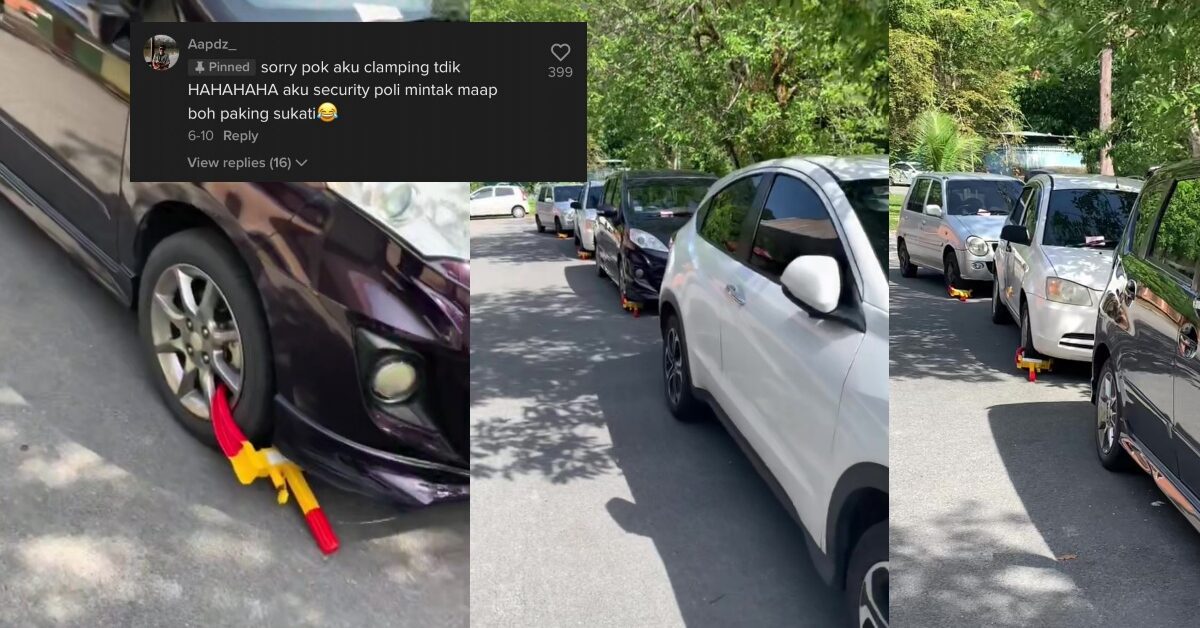 'Terbang Duit', Kereta Bersusun Kena 'Clamp' Di Poli Kuching Ini Raih Perhatian Netizen
