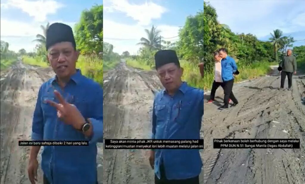 Tak Tahan Jalan Berlopak Teruk Di Sandakan, Penduduk Tampal Sendiri Tanpa Bantuan Kerajaan