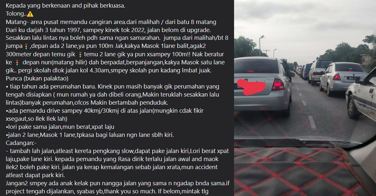 Berpuluh Tahun Jalan Belum Dinaik Taraf, Warga Matang Berang Jalan Masih Sama