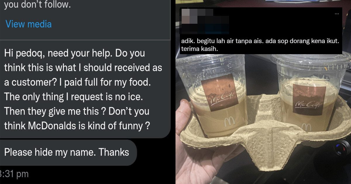 Mengadu Gelas Tak Penuh, Netizen Balas Balik Pelanggan Yang Demand Tak Nak Ais Ini