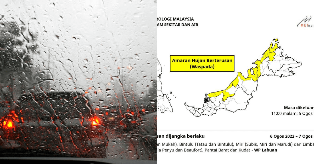 Amaran Hujan Berterusan Di Sabah Dan Sarawak Sehingga 7 Ogos