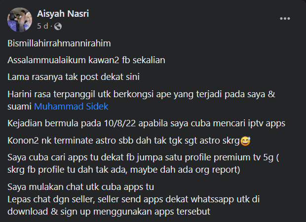 Modus Operandi Scam Terbaharu, Hati-Hati Dengan Orang Menyamar Sebagai Seller Aplikasi IPTV