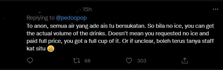 Mengadu Gelas Tak Penuh, Netizen Balas Balik Pelanggan Yang Demand Tak Nak Ais Ini