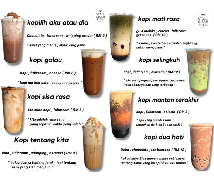 'Kopilih Aku Atau Dia', Nama Menu Minuman Stall Di Tawau Ini Cuit Hati Netizen