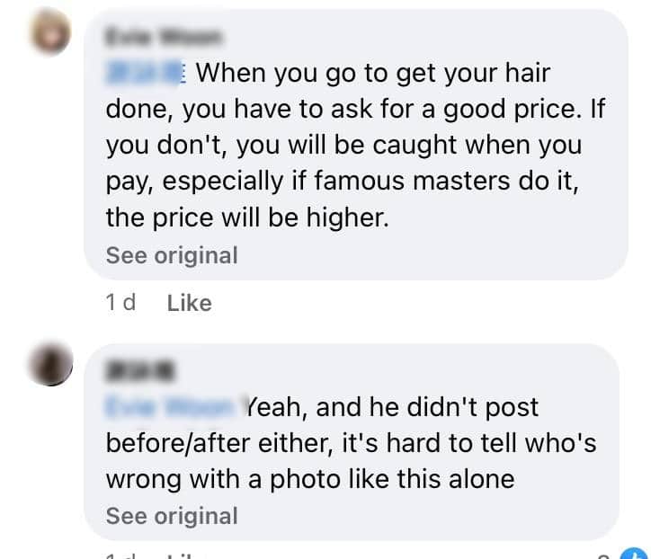 Tular Sebuah Salon Di Jalan Song Kenakan Cas Hampir RM 2K Untuk Khidmat Gunting Dan Warna Rambut