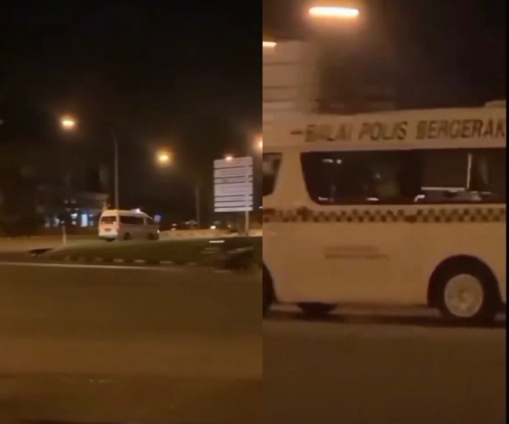 Video Van Putih Polis Tawaf Mengelilingi Bulatan Di Sibu Buat Netizen Berseloroh