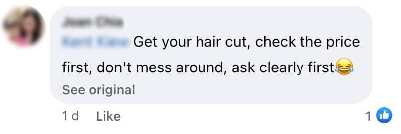 Tular Sebuah Salon Di Jalan Song Kenakan Cas Hampir RM 2K Untuk Khidmat Gunting Dan Warna Rambut