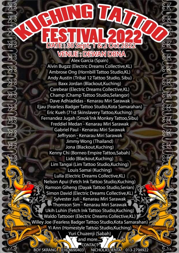 80 Artis Tatu Dari Seluruh Negara Bakal Meriahkan Kuching Tatoo Festival 2022