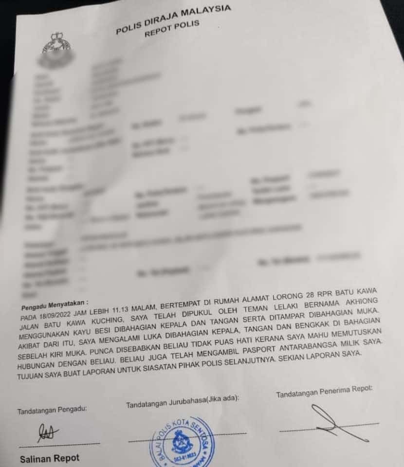 Luka Teruk Bahagian Kepala, Lelaki Pukul Teman Wanita Kini Diburu Polis Di Kuching