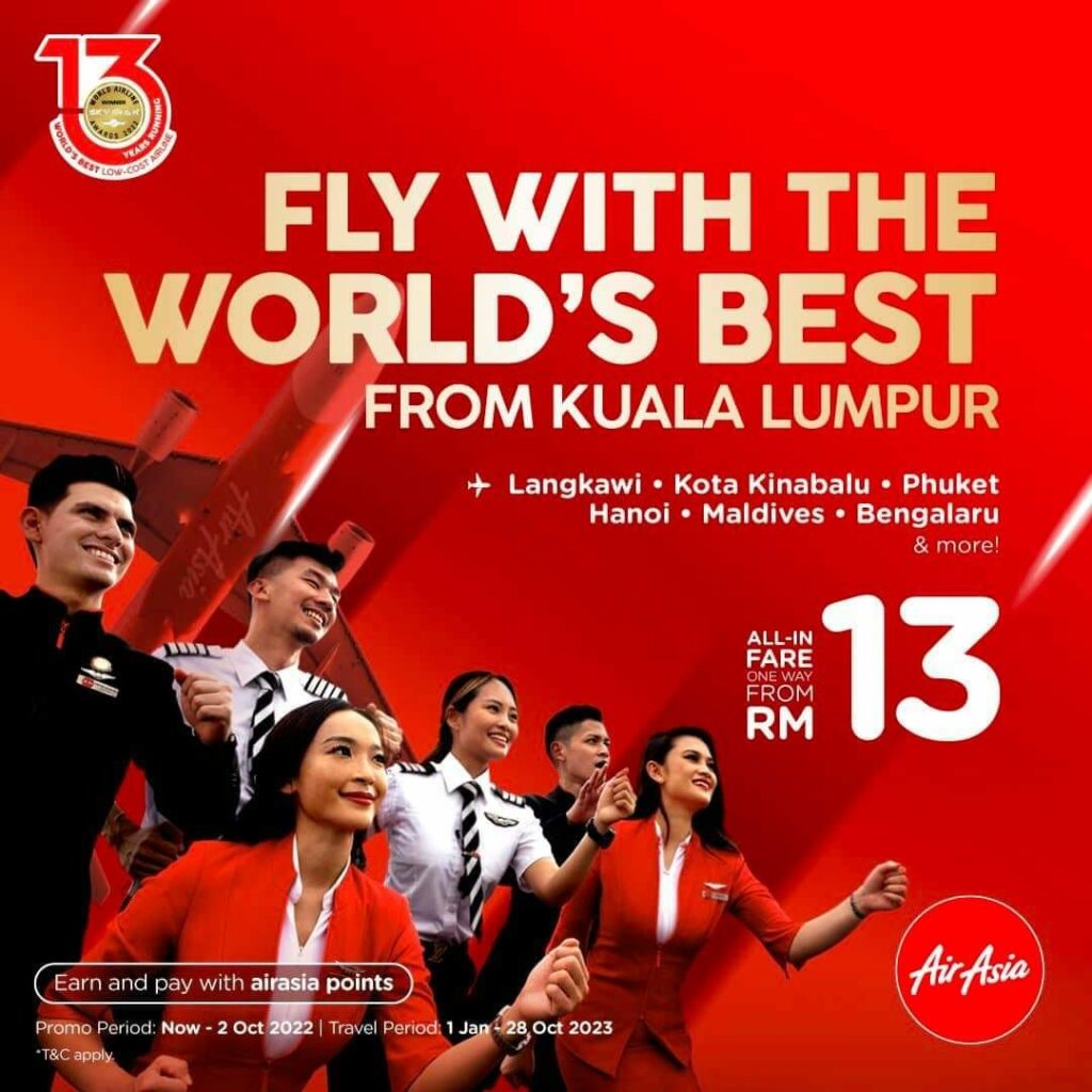 Air Asia Tawar Promosi Kaw Kaw Penerbangan Serendah RM 13 Sehala