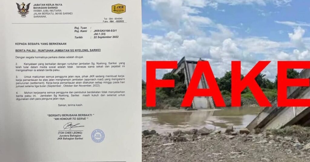 Berita Palsu Jambatan Nyelong Runtuh Buat Warga Sarikei Panik