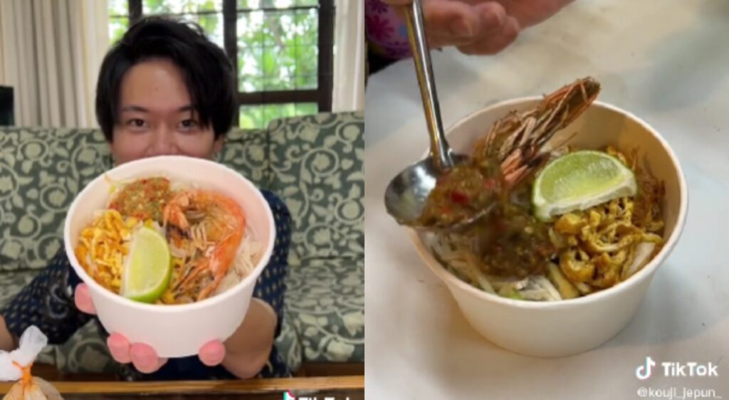 TikToker Jepun Pertama Kali Makan Laksa Sarawak, Netizen Terkejut Laksa Harga Kayangan