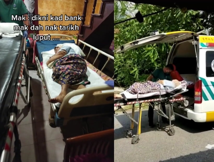 Akaun Disekat, Keluarga Terpaksa Minta Bantuan Ambulans Usung Pesakit Lumpuh Ke Bank