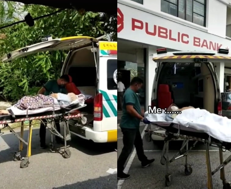 Akaun Disekat, Keluarga Terpaksa Minta Bantuan Ambulans Usung Pesakit Lumpuh Ke Bank