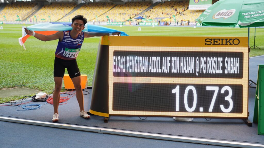 Atlet Borneo Sapu Bersih Acara Lari Pecut 100M Lelaki MSSM 2022