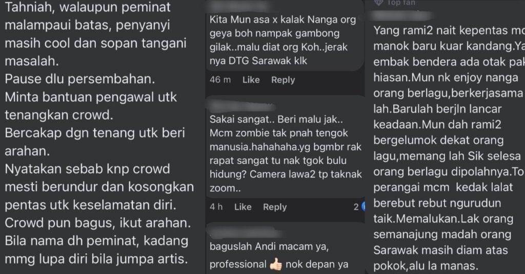 Penonton ’Rindu’ Sampai Naik Atas Pentas, Penyanyi Andi Bernadee Terpaksa Berhenti Nyanyi Di Bintulu