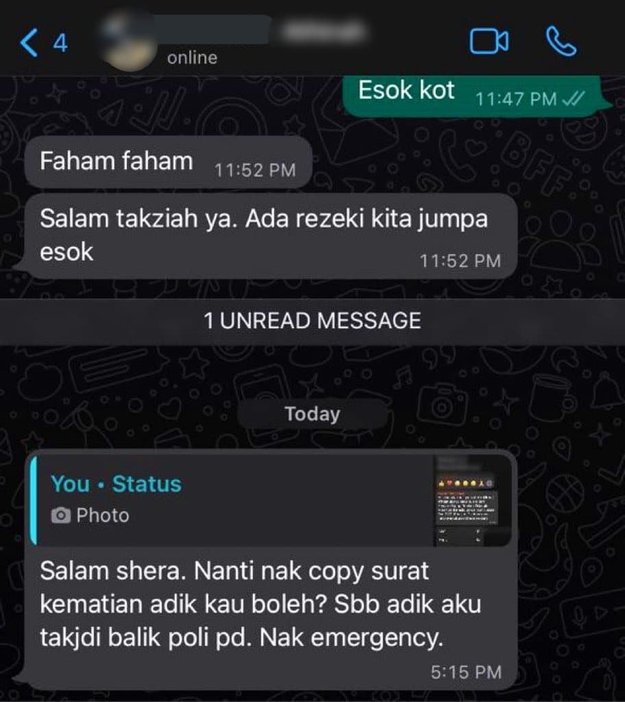 Kawan Minta Surat Kematian Adiknya Untuk Kepentingan Diri Sendiri Buat Netizen Bengang