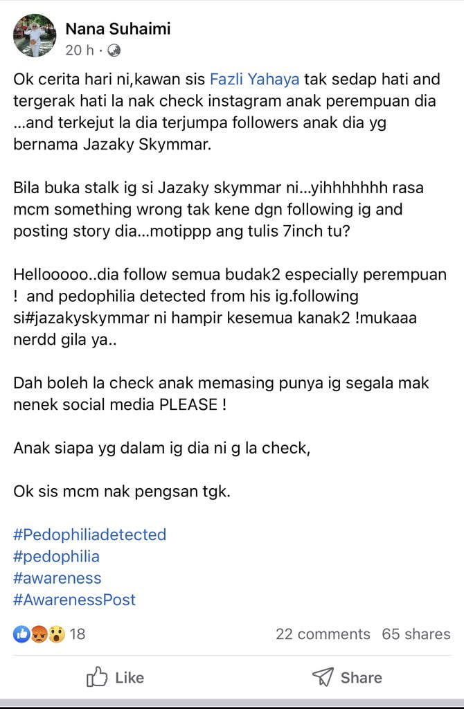 Netizen Bongkar Akaun Terbaru Pedofil, Muka 'Nerd' Tapi Muat Naik Status Lucah