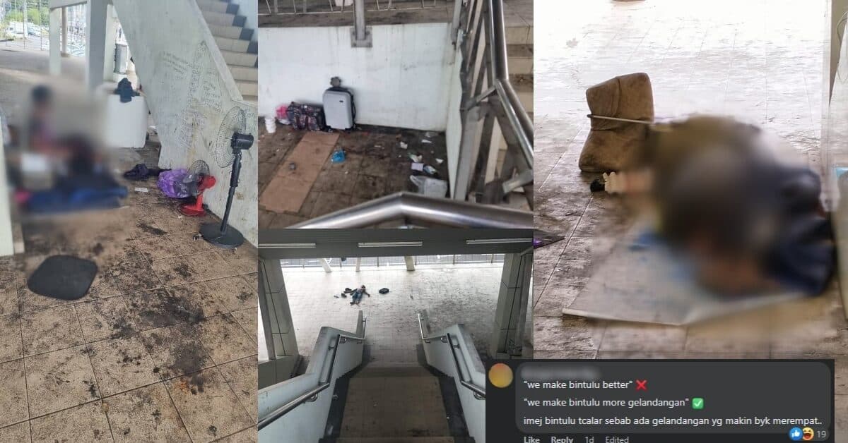 'Port' Gelandangan Di Bintulu, Netizen Risau Keadaan Jejantas Sing Kwong Kotor