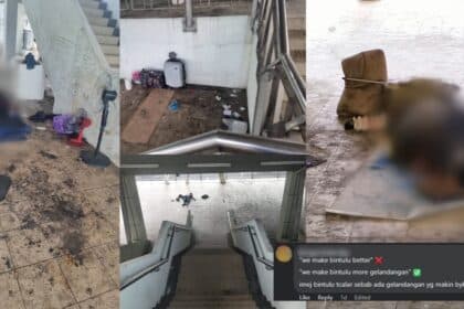 'Port' Gelandangan Di Bintulu, Netizen Risau Keadaan Jejantas Sing Kwong Kotor