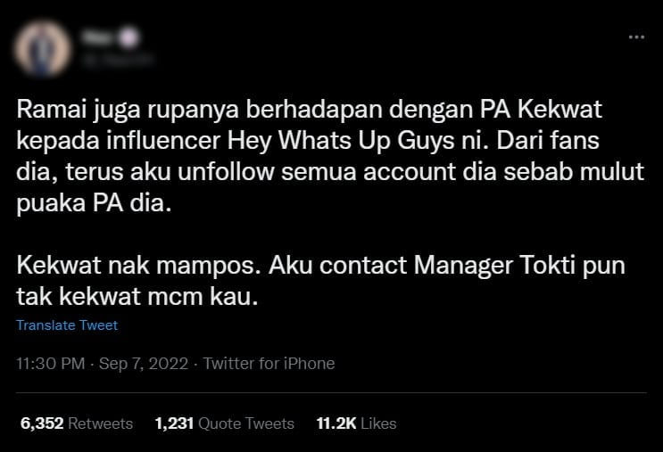 Isu PA 'Kekwat', Khairulaming Mohon Maaf Dan Buang Segala Kontak PA Dari Semua Akaun Media Sosial