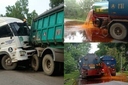 Kemalangan Babitkan Lori Sawit, Jalan Kidurong Sesak Akibat Tumpahan Minyak