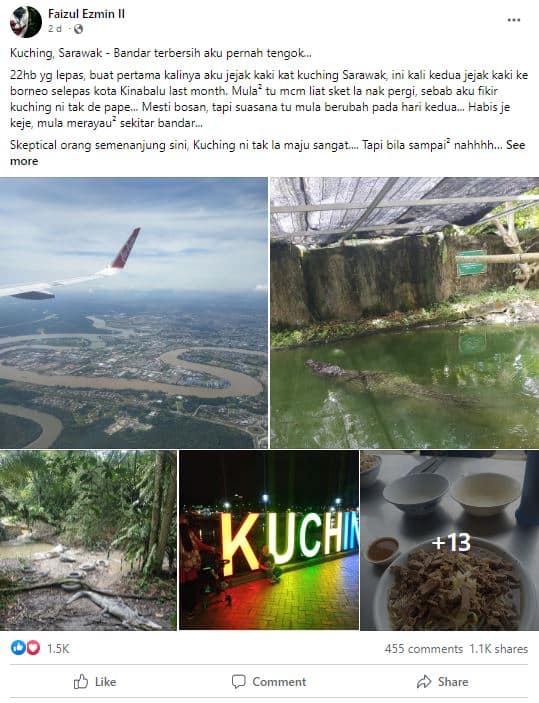 Kagum Lihat Pembangunan Di Sarawak, Lelaki Semenanjung Puji Kuching Bandar Paling Bersih
