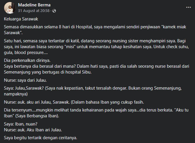 Disangka Asal Semenanjung, Pensyarah Tersentuh Dengar Kisah Hidup Jururawat 'Iban' Ini