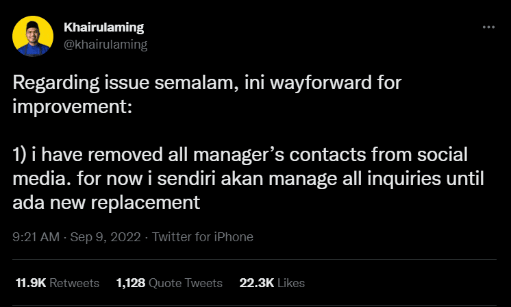 Isu PA 'Kekwat', Khairulaming Mohon Maaf Dan Buang Segala Kontak PA Dari Semua Akaun Media Sosial