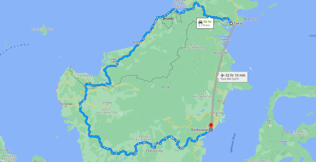 Terpaksa Pusing Jauh, Tiada Laluan Pendek Dari Tawau Ke Balikpapan